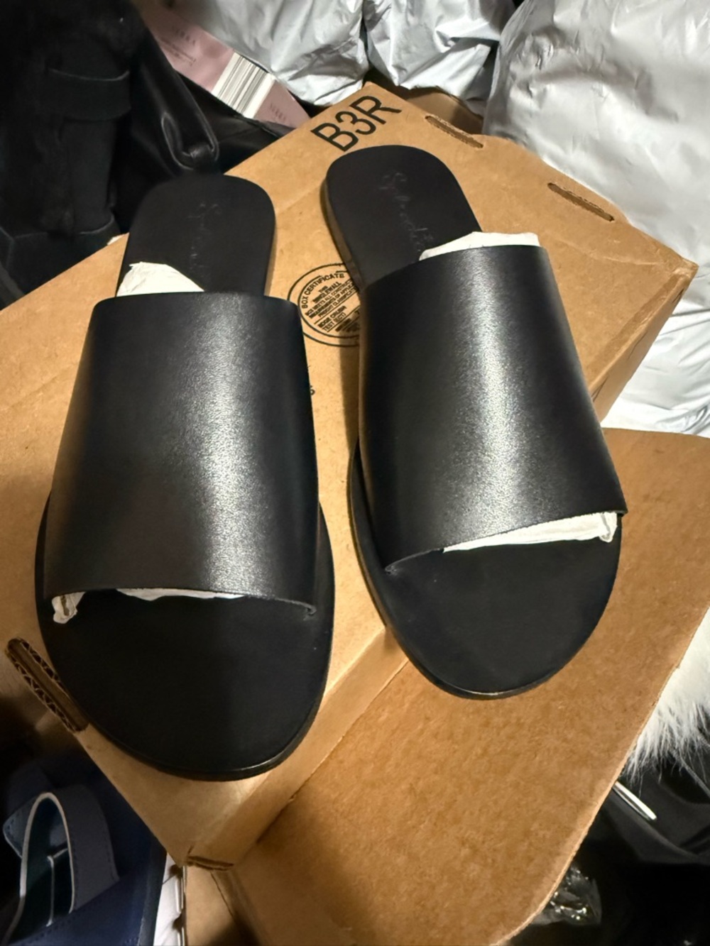 Splendid Black Leather Slide